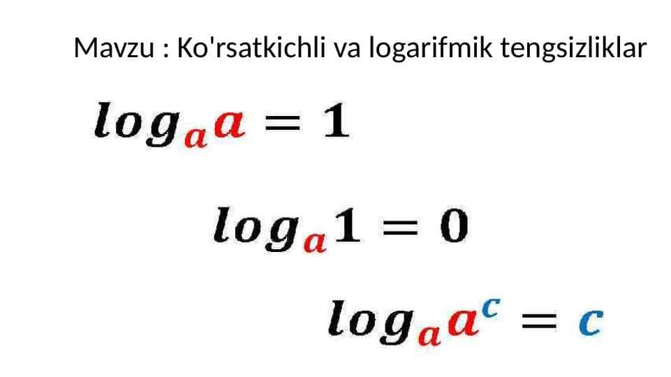 Ko'rsatkichli va logarifmik tengsizliklar