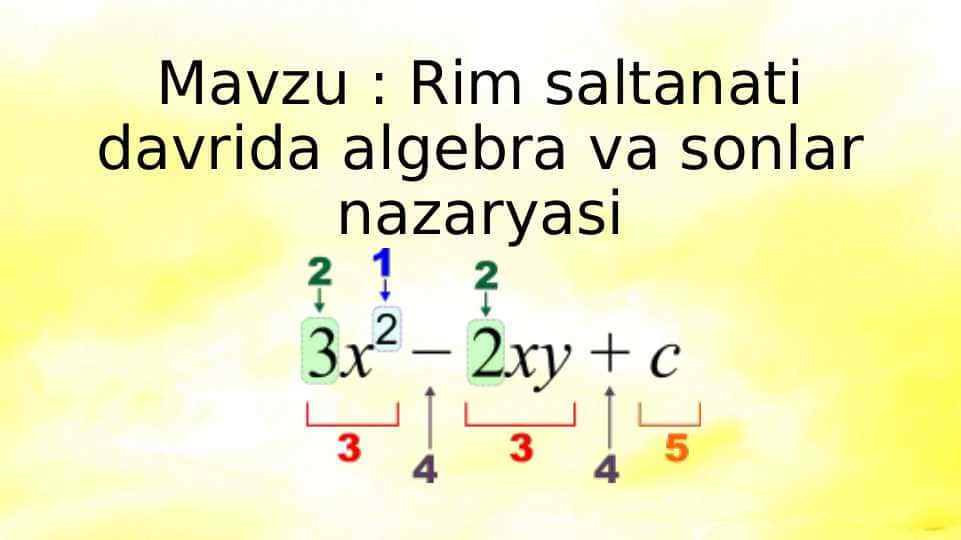 Rim saltanati davrida algebra va sonlar nazaryasi