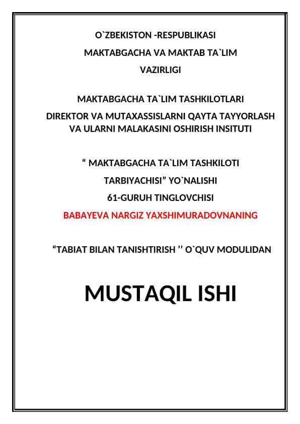 MMTNING TABIAT BURCHAGI.MMTNING YER MAYDONCHASI