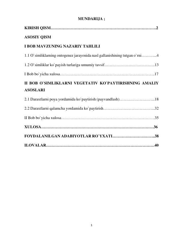 O`O'simliklarning ontogenez jarayonida nasl gallanishining tutgan o`rn