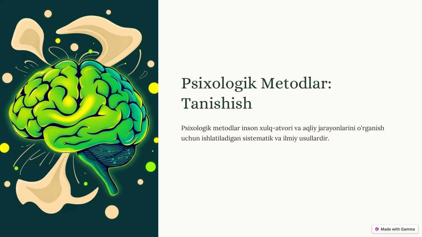 Psixologik metodlar : tanishish