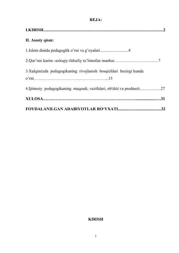 Oʻzbek xalq pedagogikasi va islom taʼlimotida ijtimoiy pedagogik gʻoyalar