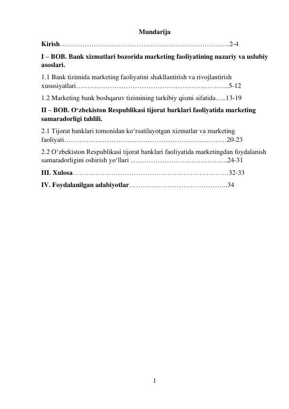 Bank xizmatlari bozorida marketing faoliyatining nazariy va uslubiy asoslari.