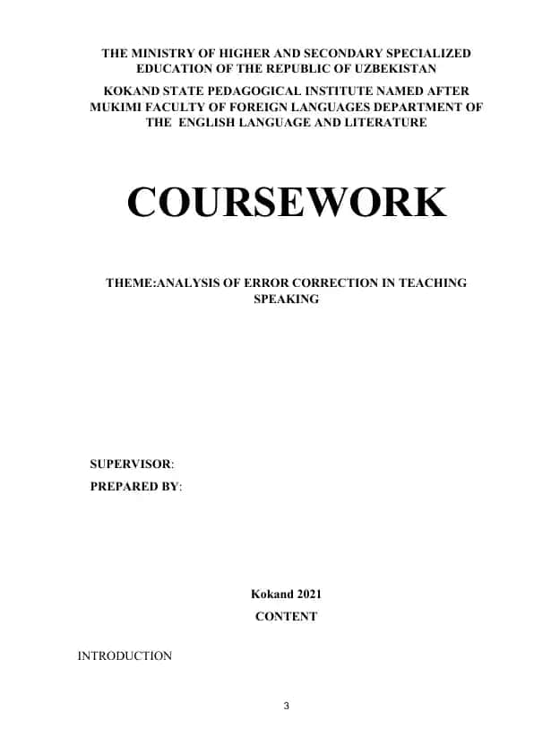 ANALYSIS OF ERROR CORRECTION IN TEACHING SPEAKING