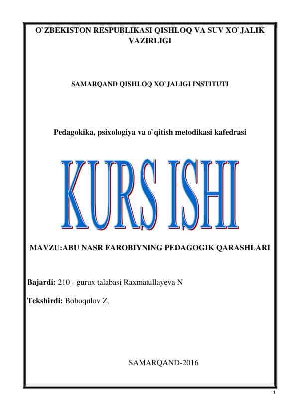 ABU NASR FAROBIYNING PEDAGOGIK QARASHLARI