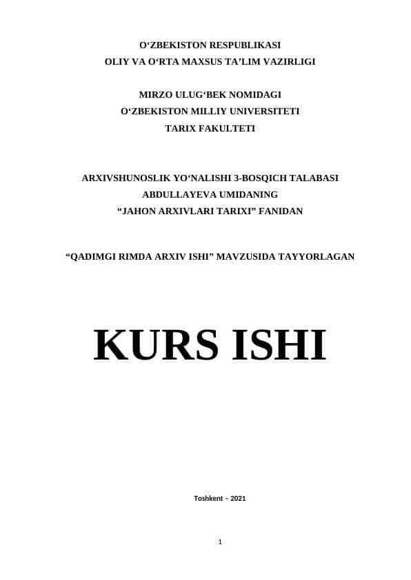 QADIMGI RIMDA ARXIV ISHI