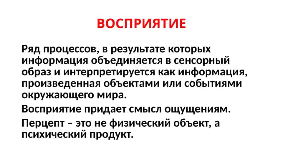 Стадии восприятия