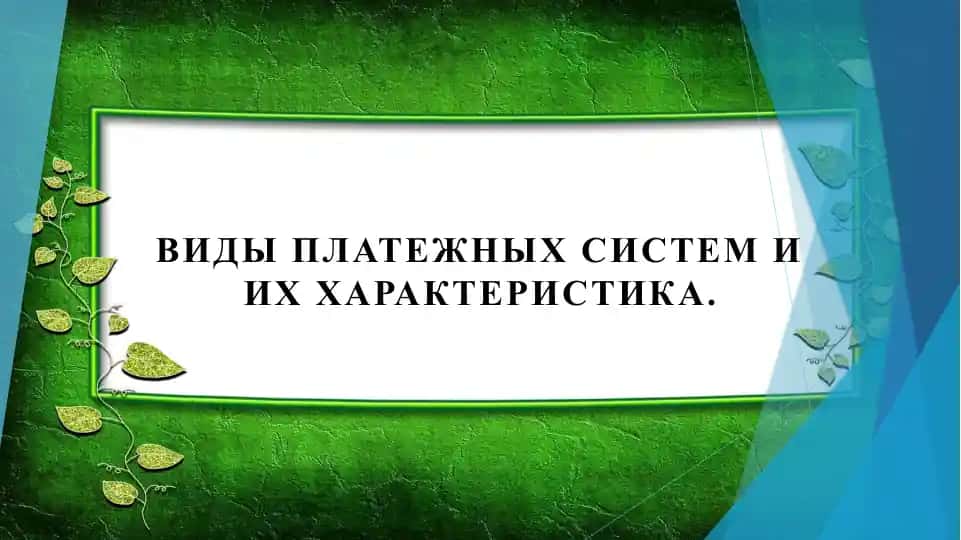 Виды платежных систем и их характеристика.