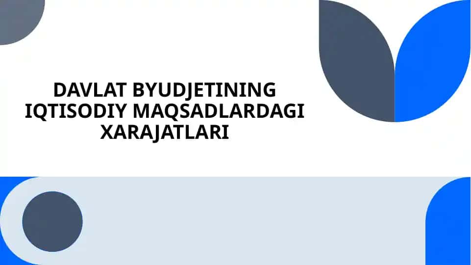 Davlat byudjetining iqtisodiy maqsadlardagi xarajatlari