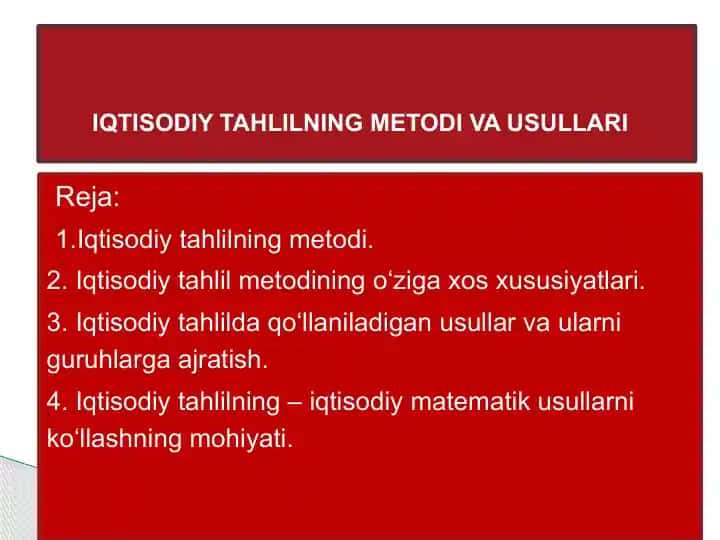 Iqtisodiy tahlilning metodi