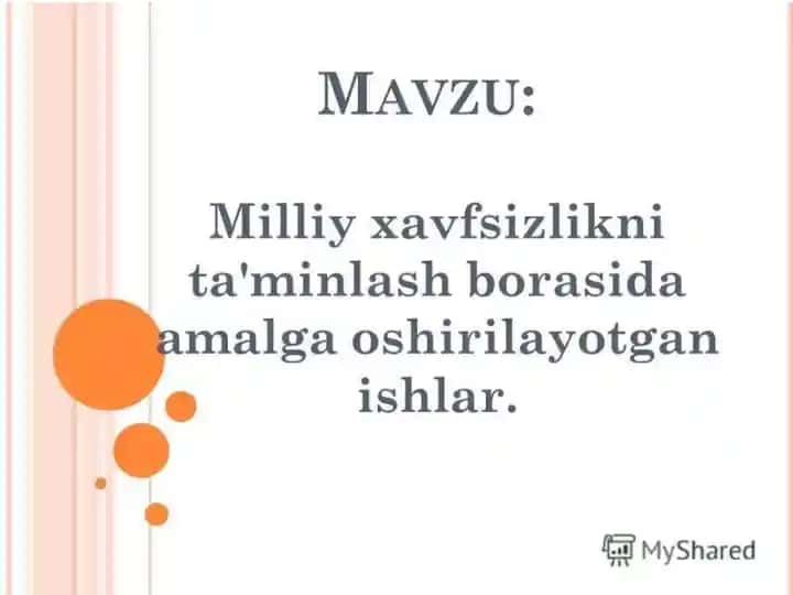 Milliy xavfsizlikni ta'minlash borasida malga oshirilayotgan ishlar