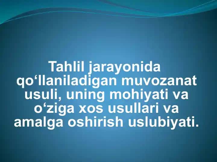 Tahlil jarayonida qo‘llaniladigan muvozanat usuli