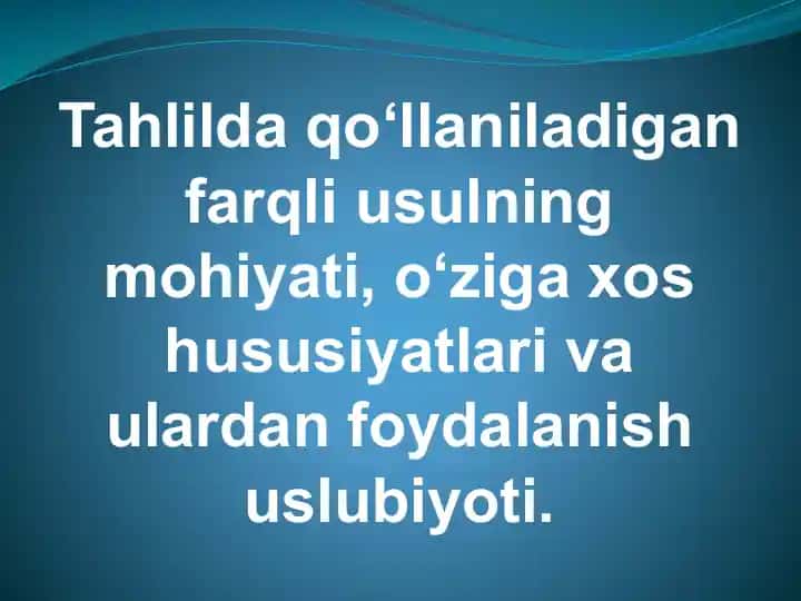 Farqli usullar tahlili