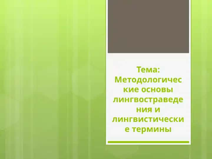 Методологические основы лингвостраведения и лингвистические термины