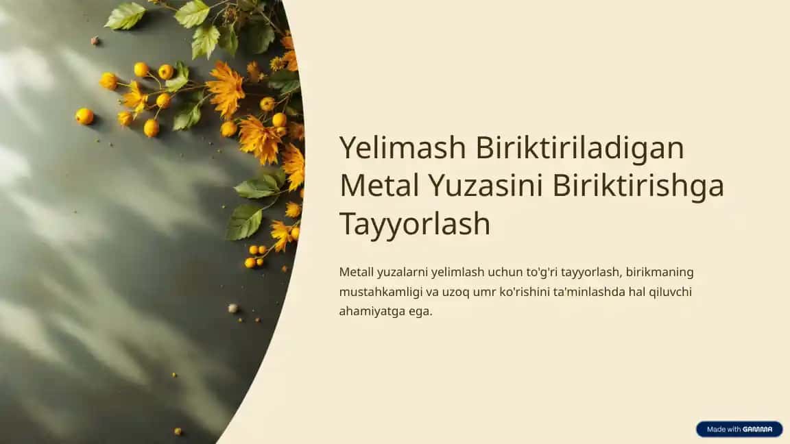 Yelimash Biriktiriladigan Metal Yuzasini Biriktirishga Tayyorlash