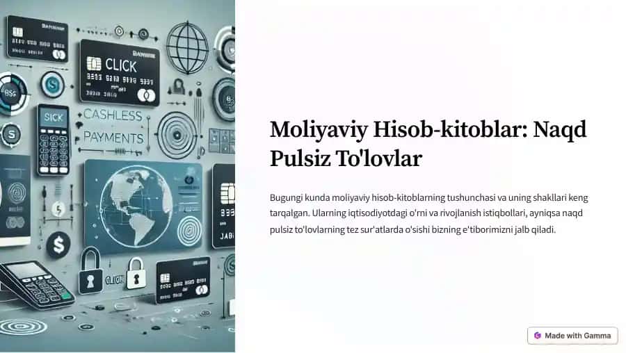 Moliyaviy Hisob-kitoblar: Naqd Pulsiz To'lovlar