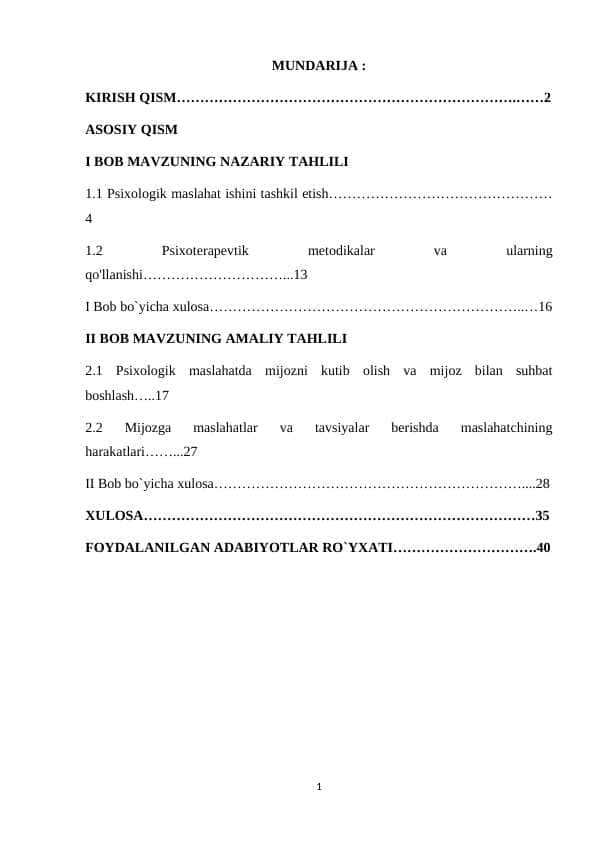 Psixologik maslahat ishini tashkil etish