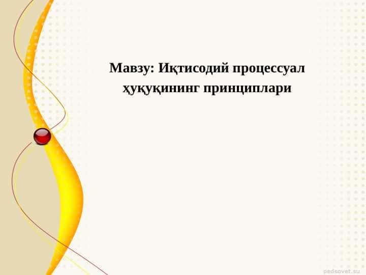 Иқтисодий процессуал ҳуқуқининг принциплари pptx