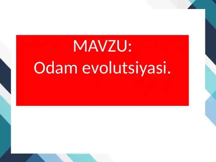 Odam evolutsiyasi mavzusida dars ishlanma