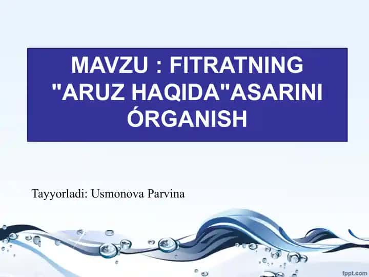 Fitratning "Aruz haqida"asarini órganish