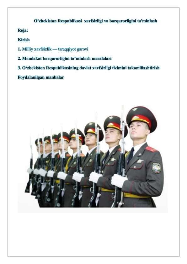 O’zbekiston Respublikasi xavfsizligi va barqarorligini ta'minlash 24