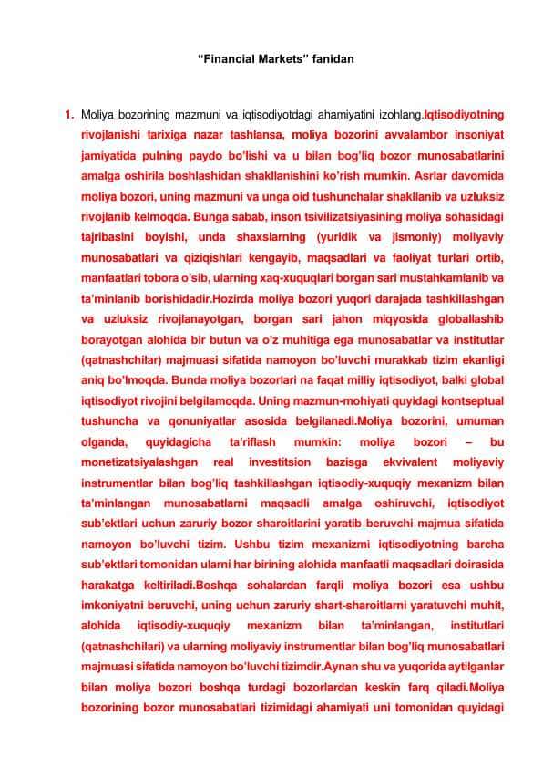 Marketing test savol javoblari bilan
