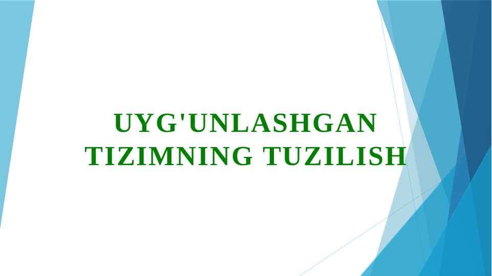 Uyg'unlashgan tizimning tuzilishi