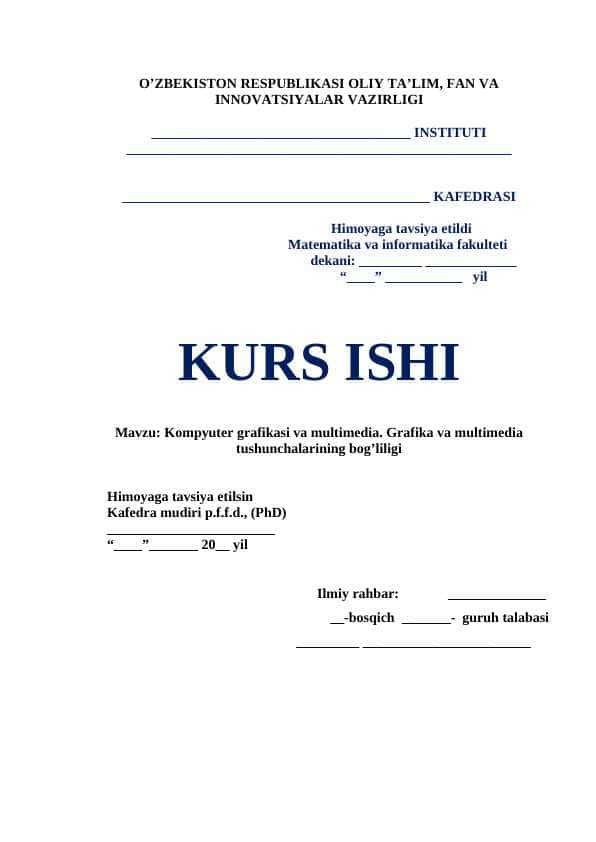 Kompyuter grafikasi va multimedia. Grafika va multimedia tushunchalarining bog’liligi
