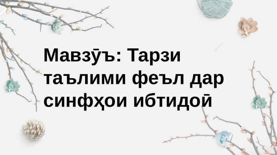 Тарзи таълими феъл дар синфҳои ибтидоӣ