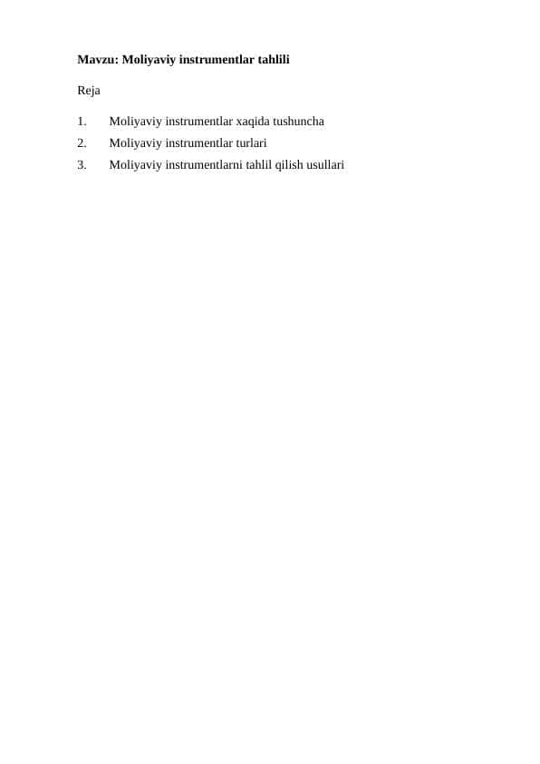 Moliyaviy instrumentlar tahlili