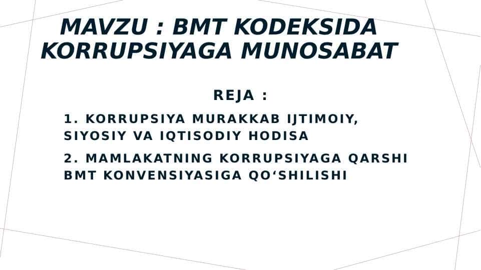 BMT kodeksida korrupsiyaga munosabat