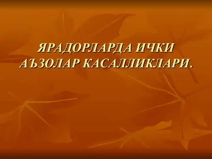 ЯРАДОРЛАРДА ИЧКИ АЪЗОЛАР КАСАЛЛИКЛАРИ