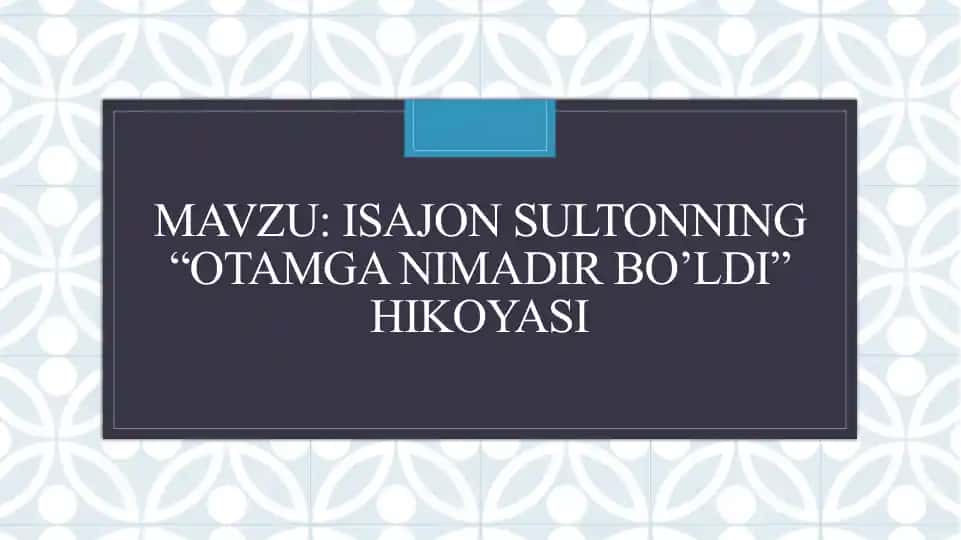 Isajon Sultonning “Otamganimadir bo’ldi” hikoyasi