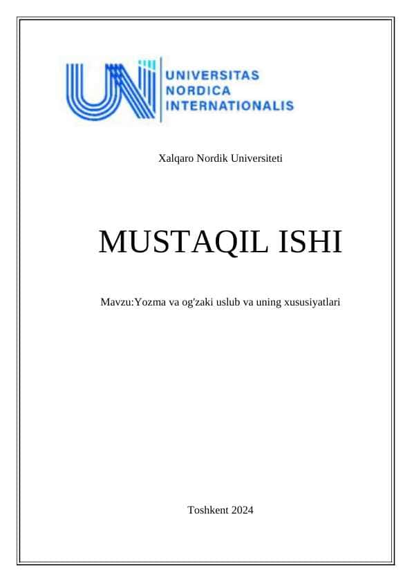 Yozma va og'zaki uslub va uning xususiyatlari