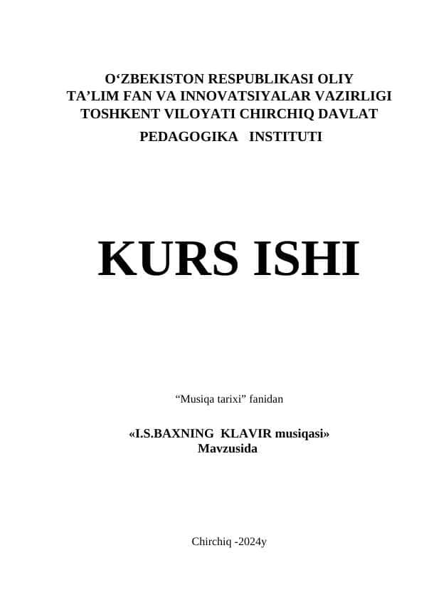 I.S.BAXNING KLAVIR musiqasi