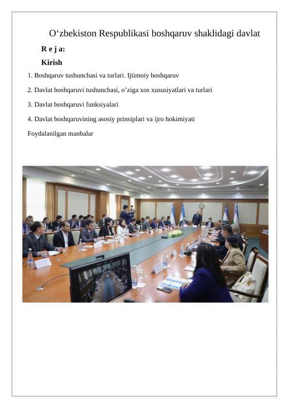 O'zbekiston Respublika boshqaruv shaklidagi davlat 24