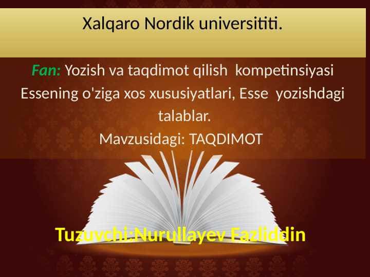 Essening o'ziga xos xususiyatlari, Esse yozishdagi talablar.