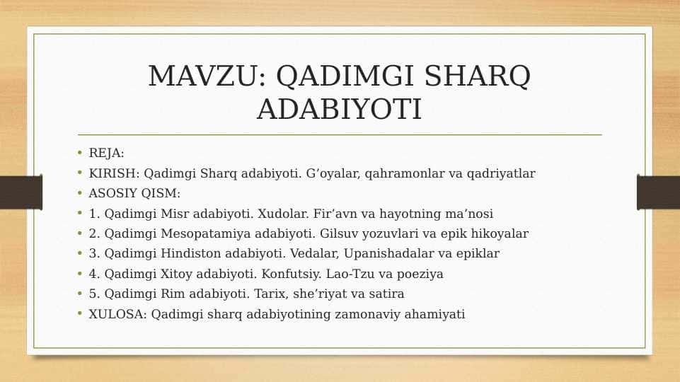 QADIMGI SHARQ ADABIYOTI