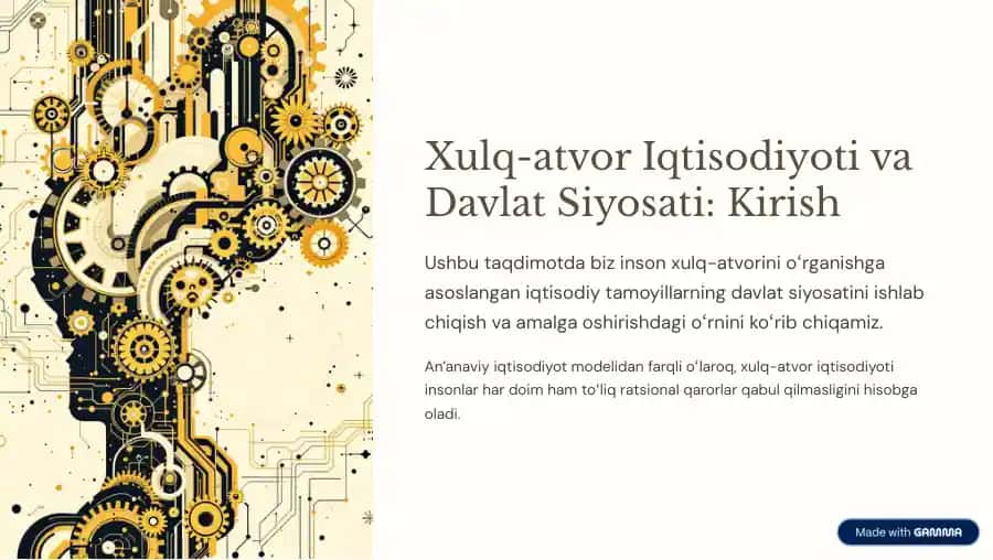 Xulq-atvor Iqtisodiyoti va Davlat Siyosati