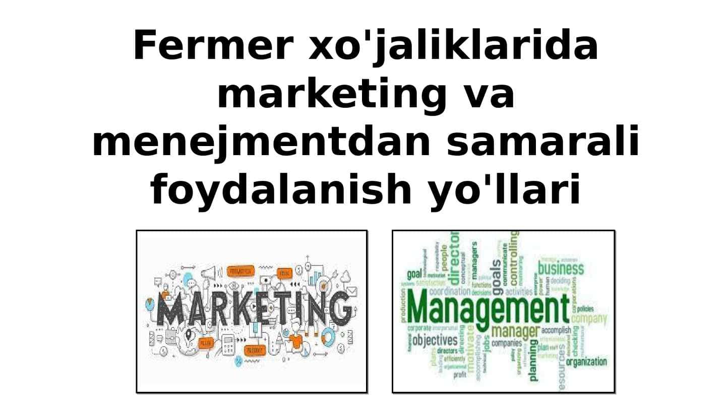 Fermer xo'jaliklarida marketing va menejmentdan samarali foydalanish yo'llari