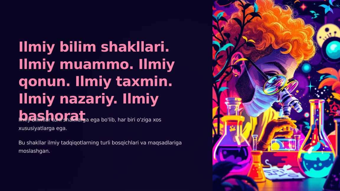 Ilmiy bilim shakllari. Ilmiy muammo. Ilmiy qonun. Ilmiy taxmin. Ilmiy nazariy. Ilmiy bashorat_6