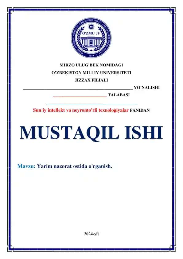 Yarim nazorat ostida o'rganish