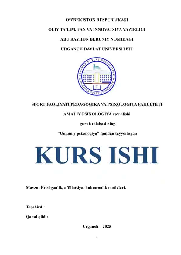 Erishganlik, affillatsiya, hukmronlik motivlari