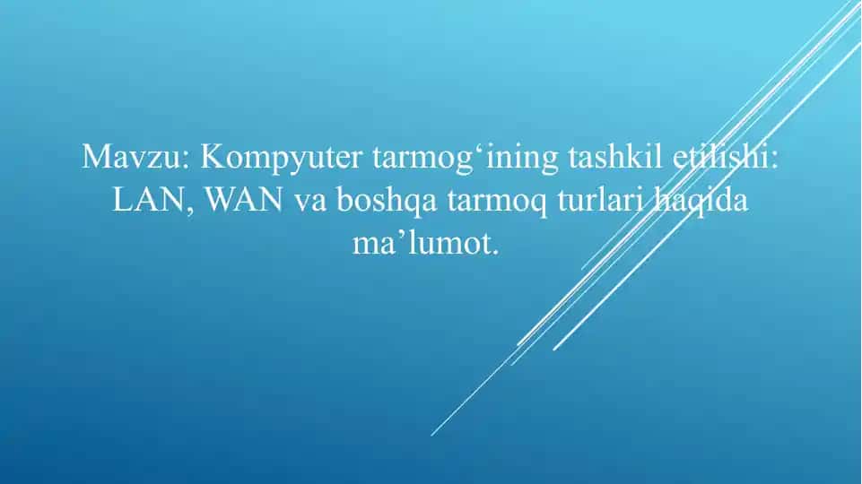 Kompyutervtarmog‘iningvtashkil etilishi