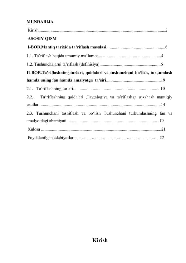 Kurs ishi Mantiq