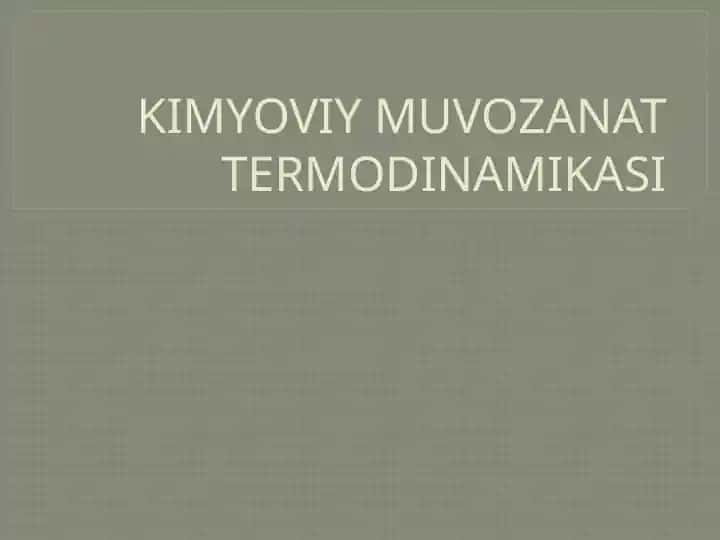 Kimyoviy muvozanat termodinamikasi