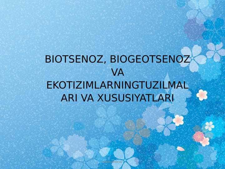 BIOTSENOZ, BIOGEOTSENOZ VA EKOTIZIMLARNINGTUZILMALARI VA XUSUSIYATLARI
