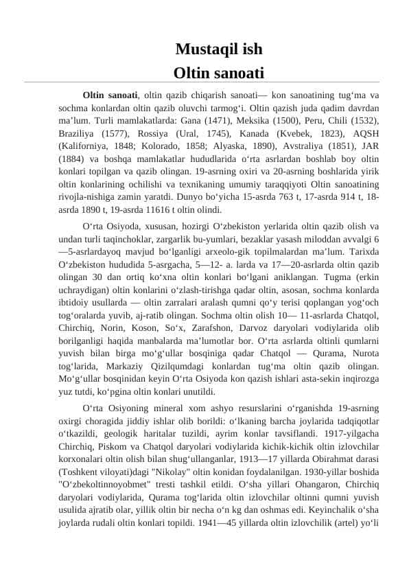Oltin sanoati
