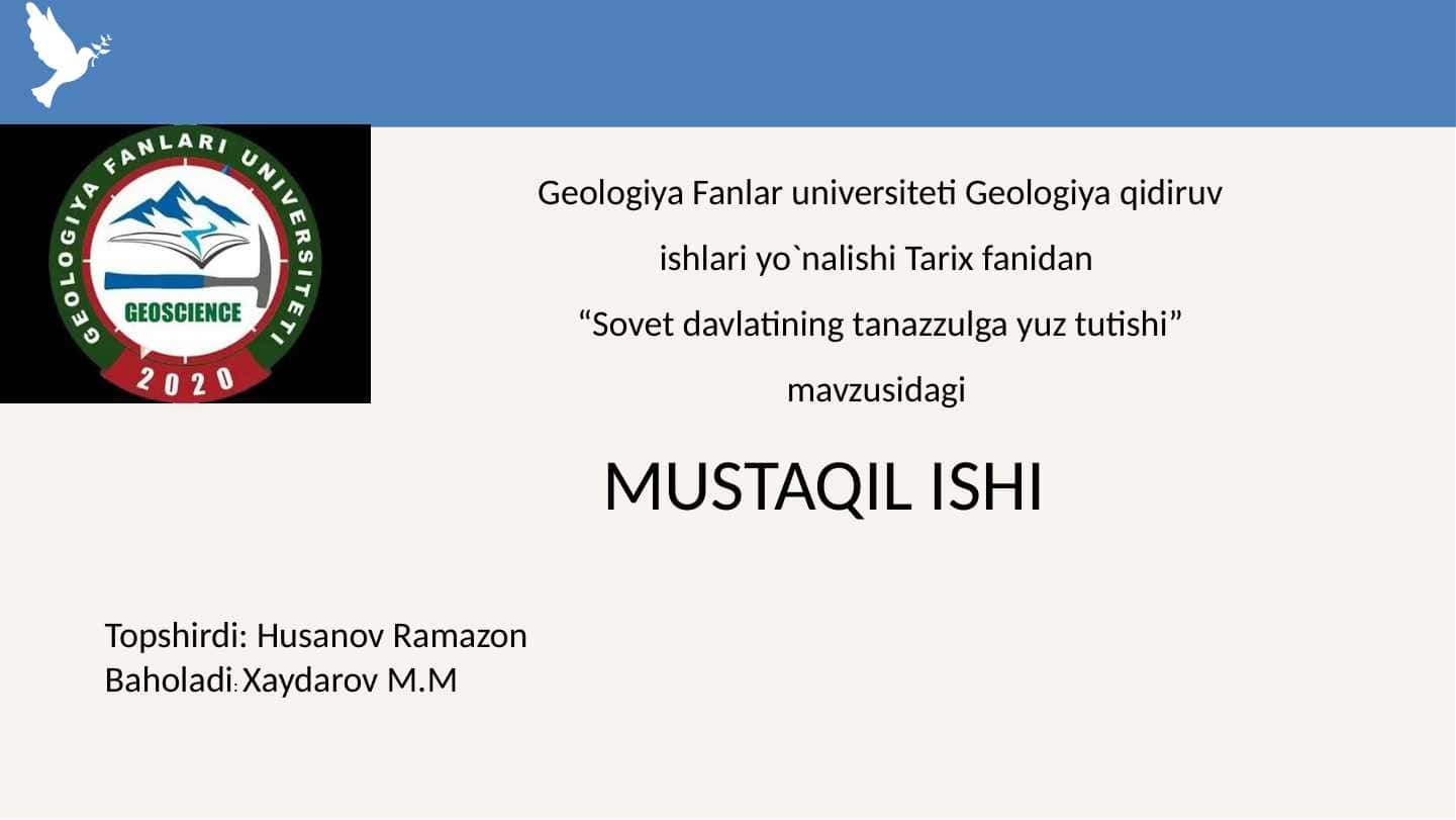 Sovet davlatining tanazzulga yuz tutishi