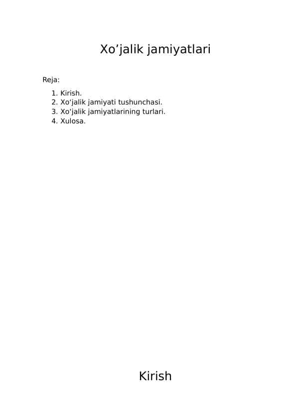 XO'JALIK JAMIYATLARI